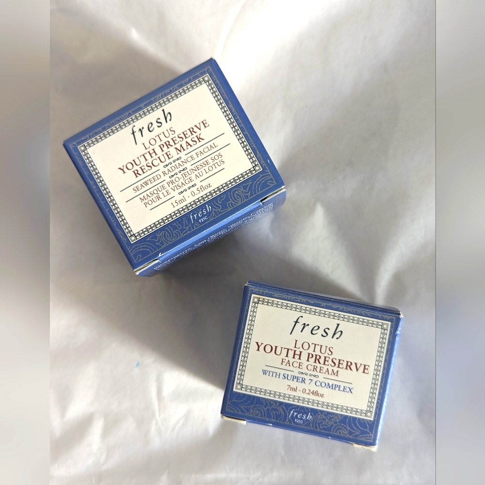 Fresh Lotus Youth Preserve Rescue Mask Face Cream Bundle Deluxe size 15 mL 7mL